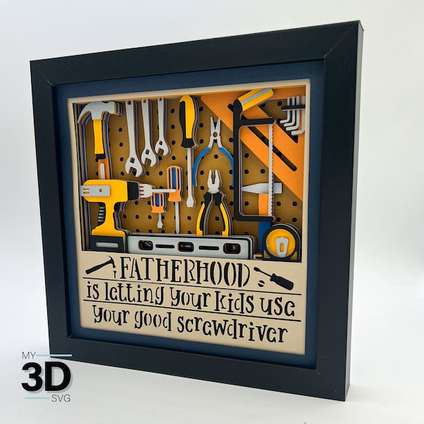 3D FATHERHOOD svg - fathers day svg - teacher svg - Shadow Box svg - for cricut - for silhouette