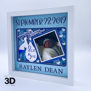 AANPASBARE 3D BABY STATS Shadow Box SVG - voor cricut - voor silhouet