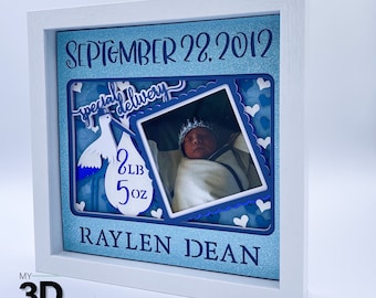 CUSTOMIZABLE 3D BABY STATS Shadow Box svg - for cricut - for silhouette