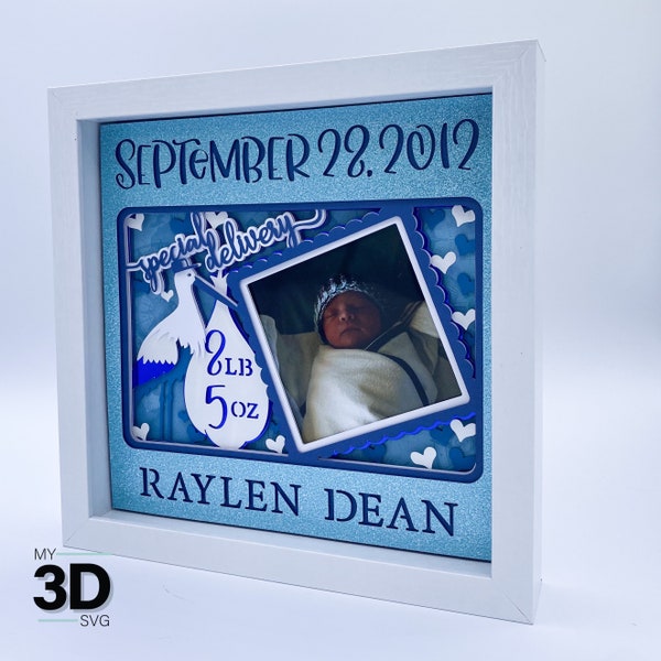 CUSTOMIZABLE 3D BABY STATS Shadow Box svg - for cricut - for silhouette