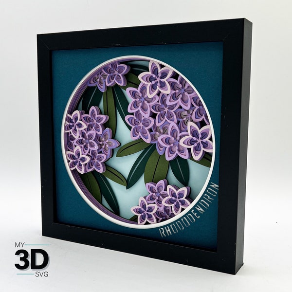 3D RHODODENDRON Shadow Box svg - for cricut - for silhouette