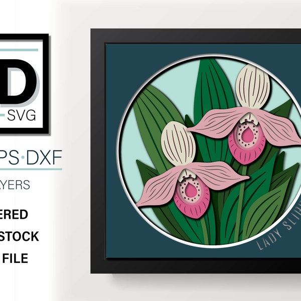 3D LADY SLIPPER Shadow Box svg - for cricut - for silhouette