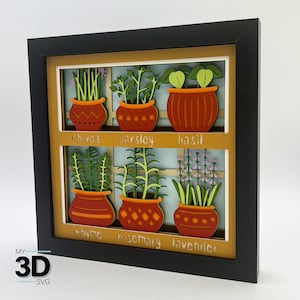 Svg 3D HERB GARDEN - Shadow box svg - svg de papier cartonné en couches - pour cricut - pour silhouette