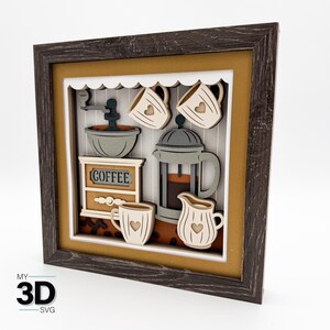 3D COFFEE BAR svg - Shadow box svg - layered cardstock svg - for cricut - for silhouette