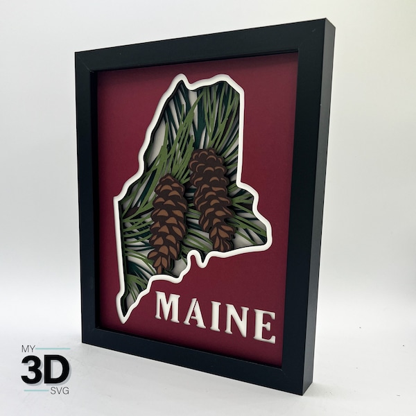 3D MAINE SVG - PINECONE svg -  for cricut - for silhouette