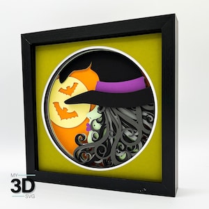 3D WITCH svg - HALLOWEEN shadow box svg - for cricut - for silhouette
