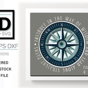 3D Kompass Sprüche svg - Vatertag svg - Lehrer svg - Shadow Box svg - für Cricut - für Silhouette