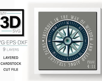 3D COMPASS PROVERBS svg - fathers day svg - teacher svg - Shadow Box svg - for cricut - for silhouette