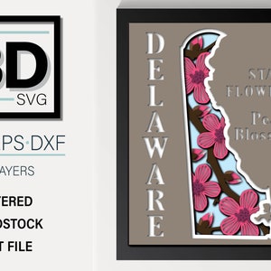 3D DELAWARE SVG - Peach Blossom svg -  for cricut - for silhouette