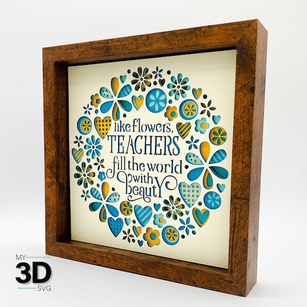 3D TEACHERS svg - Teacher Appreciation Day shadowbox svg - for cricut - for silhouette