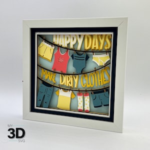 3D LAUNDRY ROOM Shadow box svg - papier cartonné en couches svg - pour cricut - pour silhouette