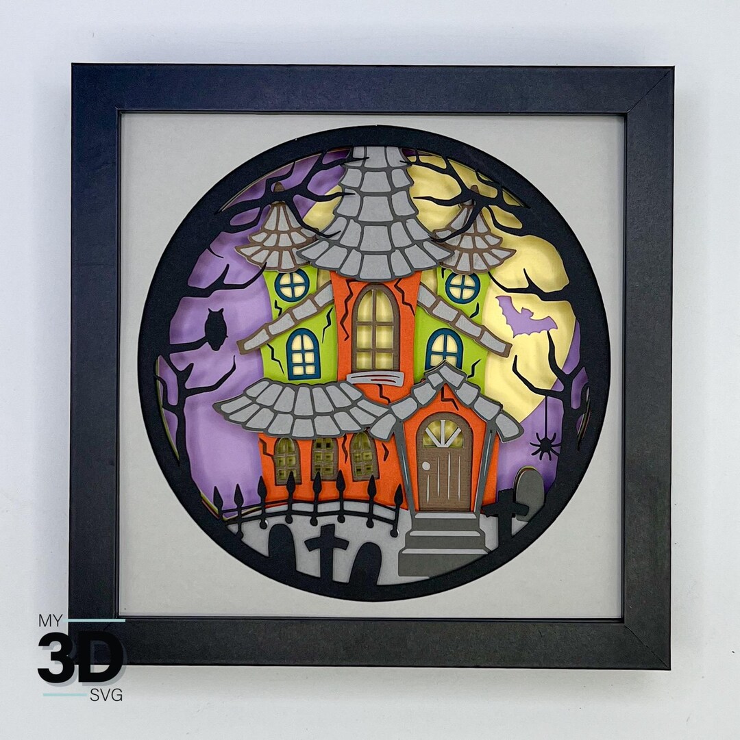 3D HAUNTED HOUSE Svg - Halloween Shadow Box Svg - for Cricut - for ...