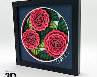 3D CAMELLIA FLOWER Shadow Box svg - para cricut - para silueta