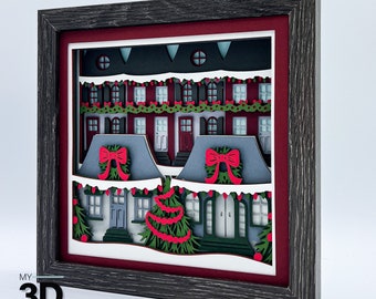 3D CHRISTMAS VILLAGE svg - 3D Christmas svg - CHRISTMAS shadow box svg - for cricut - for silhouette