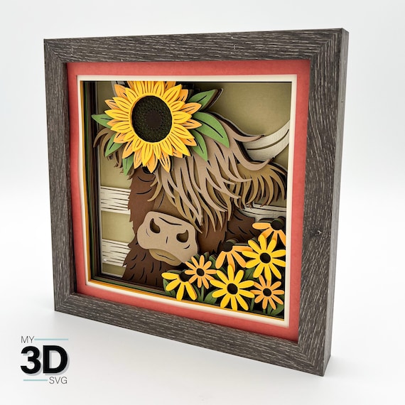 3D FALL HIGHLAND COW svg - Shadow Box svg - for cricut - for silhouette