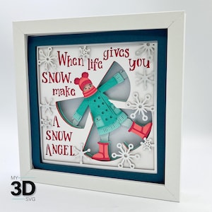 Svg 3D SNOW ANGEL - HIVER shadow box svg - pour cricut - pour silhouette
