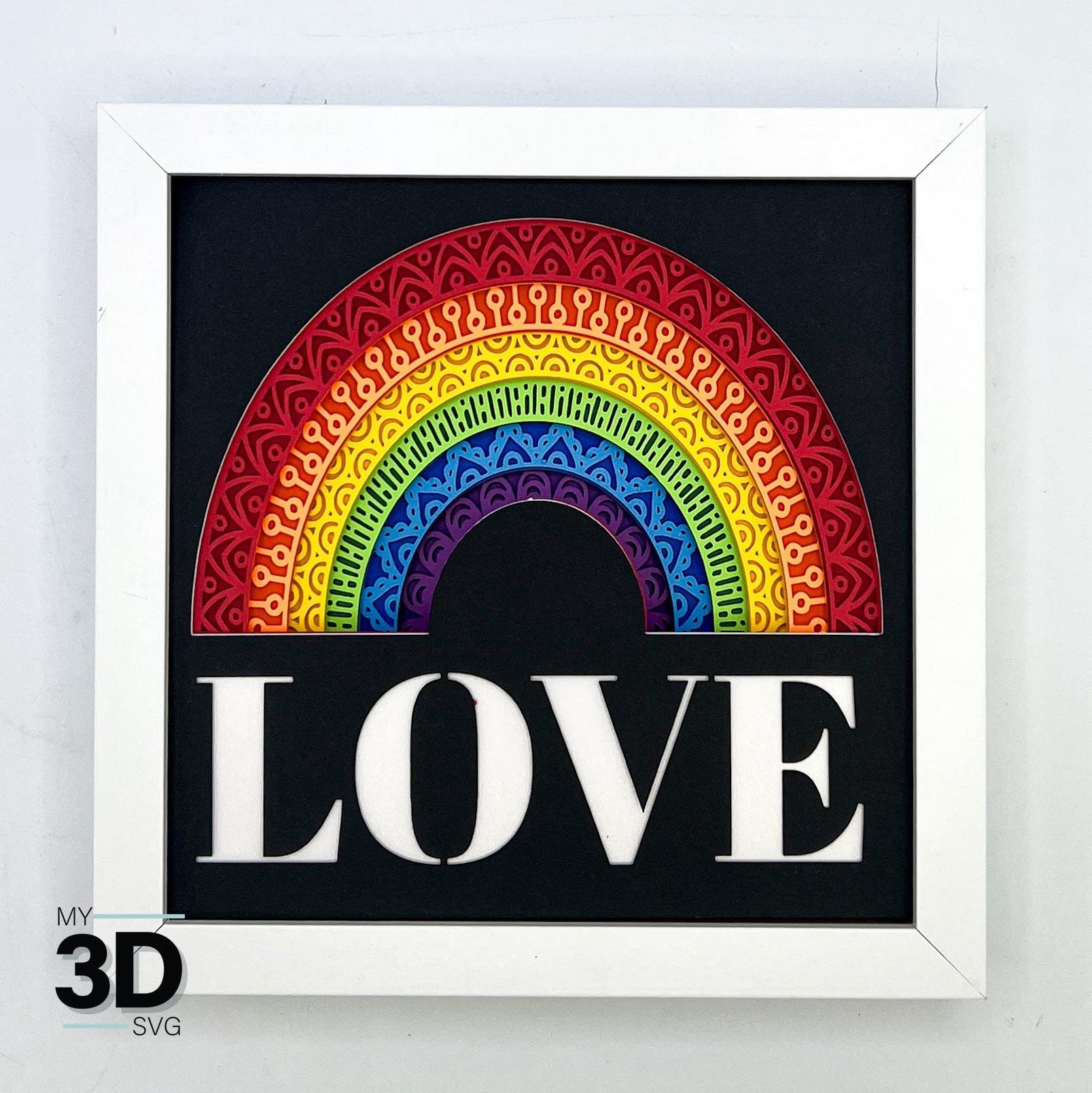 3D LOVE RAINBOW Svg - Shadow Box Svg - Layered Cardstock Svg - for ...