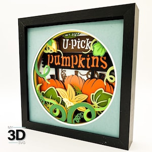 3D PUMPKIN PATCH svg - FALL shadow box svg - for cricut - for silhouette