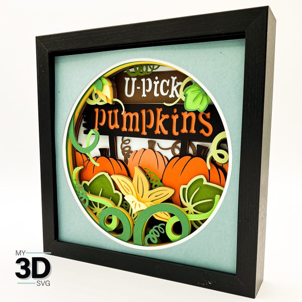 3D PUMPKIN PATCH svg - FALL shadow box svg - for cricut - for silhouette