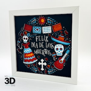 3D DAY of the DEAD svg - shadow box svg - pour cricut - pour silhouette