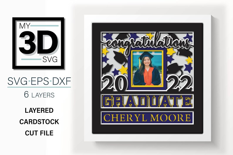 CUSTOMIZABLE 3D GRADUATION Shadow Box Svg for Cricut for Etsy