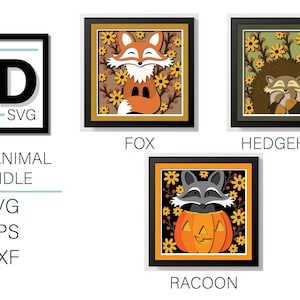 3D FALL ANIMAL BUNDLE svg - Fall shadow box svg - for cricut - for silhouette