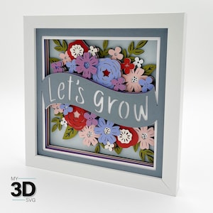 3D SIMPLE FLOWERS SQUARE svg - Caixa de Sombra svg - para cricut - para silhouette