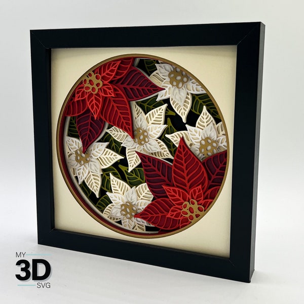 Red and White POINSETTIAS svg - 3D Christmas svg - CHRISTMAS shadow box svg - for cricut - for silhouette Red and White POINSETTIAS svg - 3D Christmas svg - CHRISTMAS shadow box svg - for cricut - for silhouette