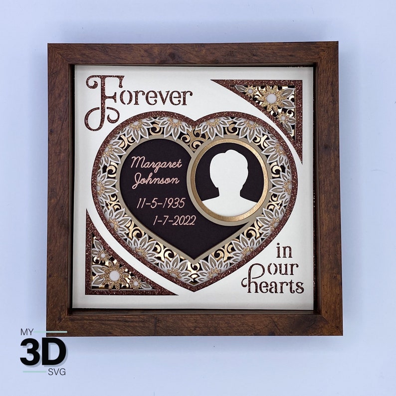 CUSTOMIZABLE 3D MEMORIAL Shadow Box Svg for Cricut for Etsy