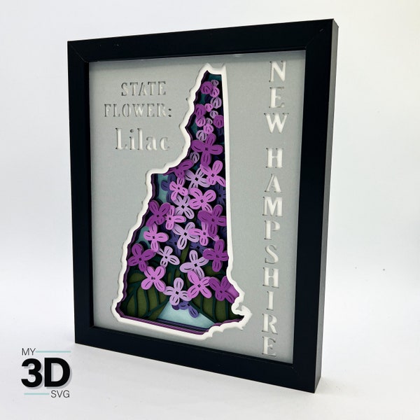 3D NEW HAMPSHIRE SVG - Lilac svg -  for cricut - for silhouette