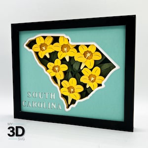 3D SOUTH CAROLINA SVG - Yellow Jessamine svg - pour cricut - pour la silhouette