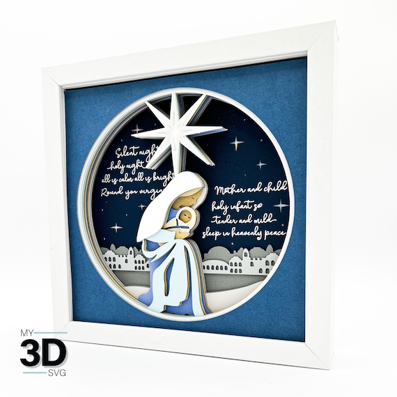 3D SILENT NIGHT svg - 3D Christmas svg - shadow box svg - for cricut - for silhouette