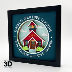 3D SCHOOLHUIS svg - schaduwdoos svg - gelaagd karton svg - voor cricut - voor silhouette
