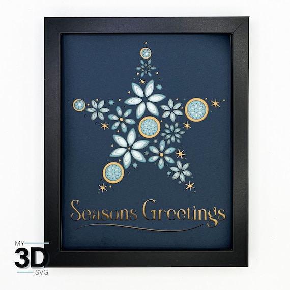 3D SEASONS GREETINGS svg - Christmas shadow box svg - for cricut - for silhouette