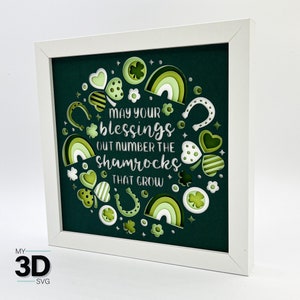 3D MAY YOUR BLESSINGS svg - svg shadowbox de la Saint-Patrick - pour cricut - pour silhouette