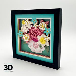 3D SPRING BOUQUET SQUARE svg - Caixa de Sombra svg - para cricut - para silhueta