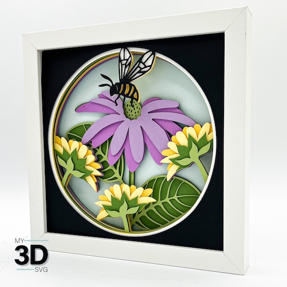 3D HONEY BEE SVG -Summer Shadow box svg -layered cardstock svg - for cricut - for silhouette