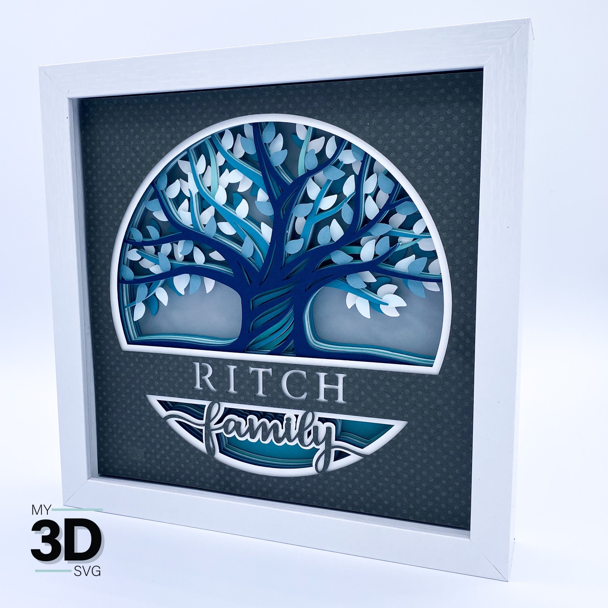 PERSONALIZABLE 3D FAMILY Shadow Box svg - for cricut - for silhouette