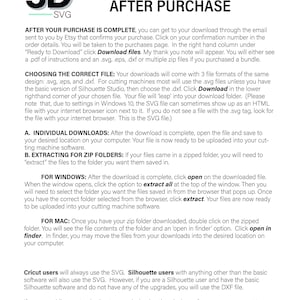 Puede incluir: Un documento de texto blanco y negro con el t&iacute;tulo "C&oacute;mo obtener sus archivos despu&eacute;s de la compra" e instrucciones sobre c&oacute;mo descargar archivos digitales despu&eacute;s de comprarlos en Etsy. El documento incluye instrucciones para computadoras Windows y Mac.
