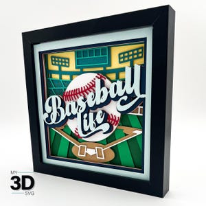 Svg 3D STADE DE BASEBALL - SPORTS Shadow box svg - svg en papier cartonné en couches - pour cricut - pour silhouette
