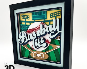 3D BASEBALL STADIUM svg -SPORTS Shadow box svg -layered cardstock svg - for cricut - for silhouette