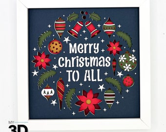 3D MERRY CHRISTMAS to ALL svg - Christmas shadow box svg - for cricut - for silhouette