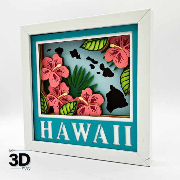 3D HAWAII SVG - HIBISCUS svg -  for cricut - for silhouette