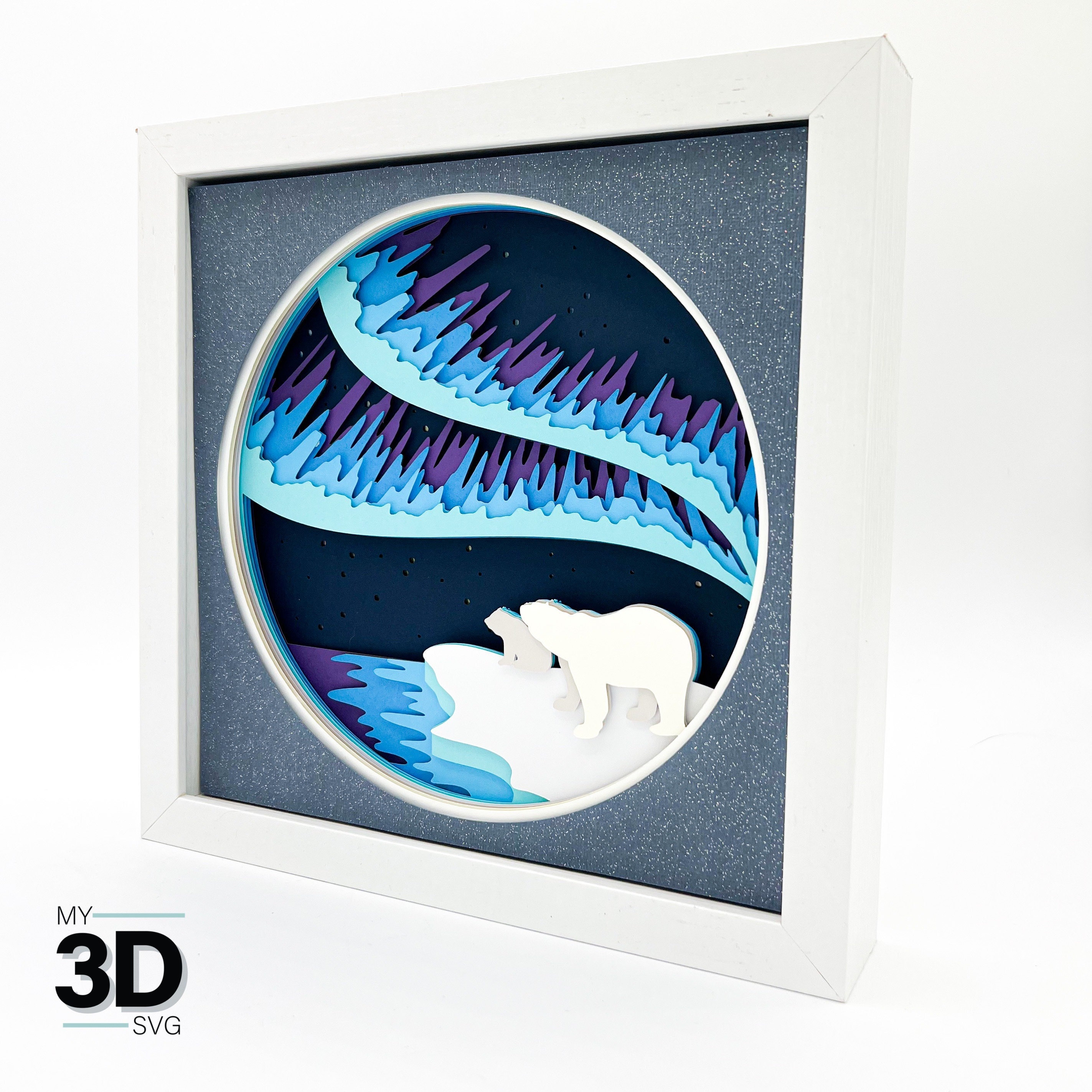 3D NORTHERN LIGHTS Svg - 3D Aurora Borealis Svg - WINTER Shadow