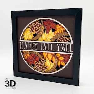 3D PERSONNALISABLE AUTOMNE svg - AUTOMNE shadow box svg - pour cricut - pour silhouette