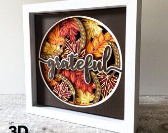 3D GRATEFUL svg - FALL shadow box svg - for cricut - for silhouette