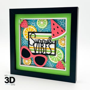 3D SUMMER VIBES SVG - Svg de boîte d'ombre d'été - Svg de papier cartonné en couches - pour cricut - pour la silhouette