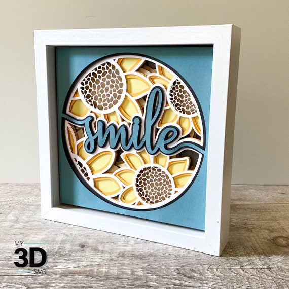 3D Sunflower SMILE SVG - layered shadow box svg - for Cricut - for Silhouette