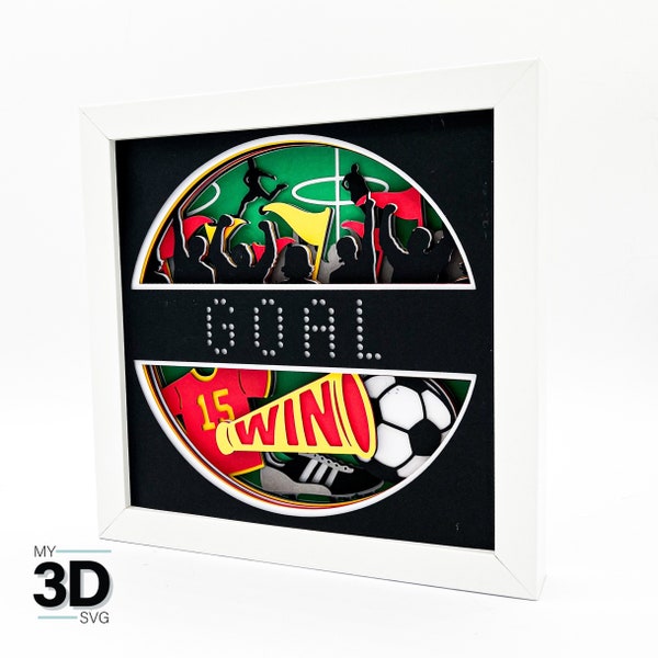 3D Fußball SVG - SPORTS Shadow Box svg - Layered Cardstock svg - für Cricut - für Silhouette
