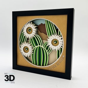 3D CACTUS BLOSSOM Shadow Box svg - para cricut - para silhueta
